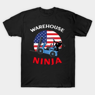 Forklift Ninja, Warehouse Ninja WBR American Flag Forklift Shirt T-Shirt